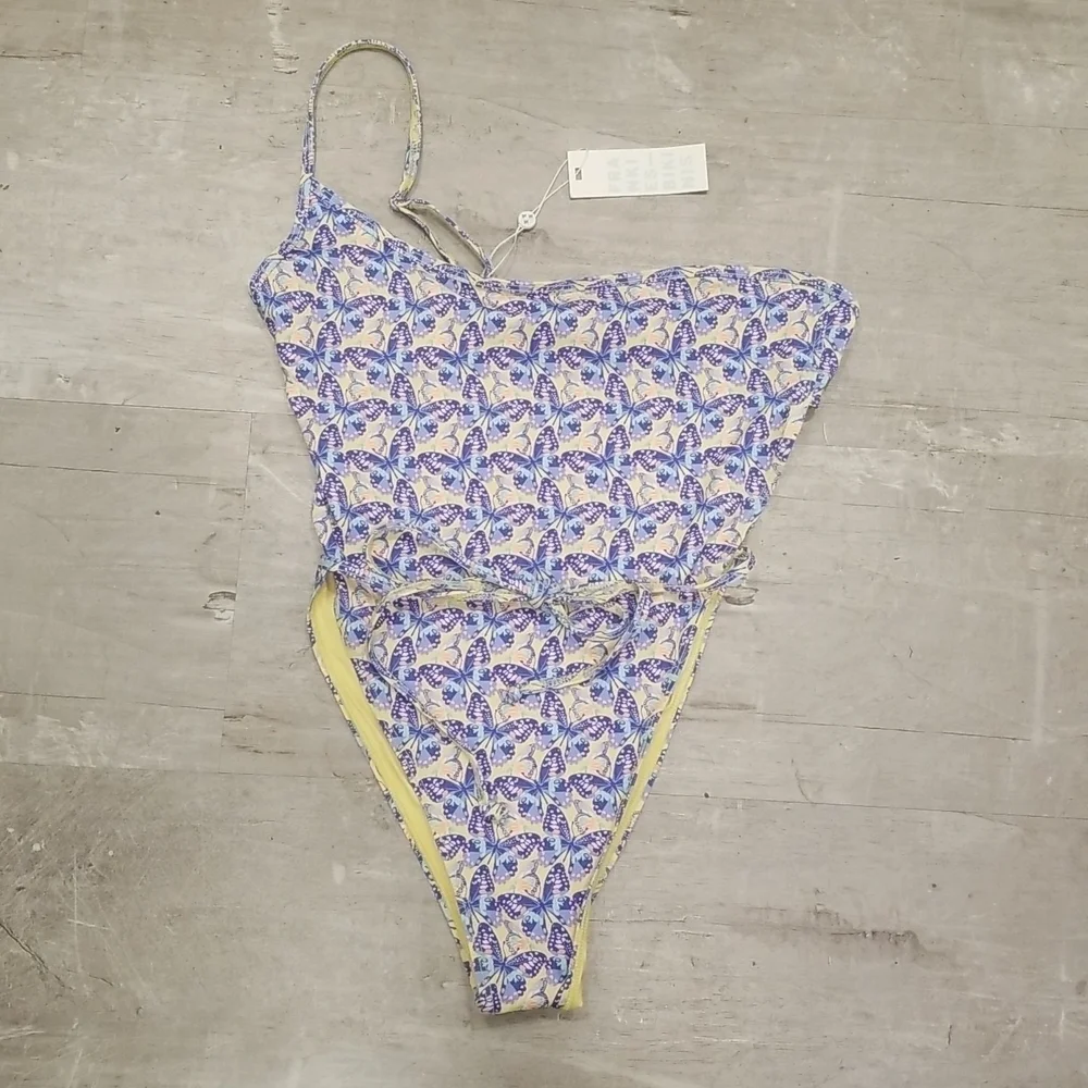 💕FRANKIE'S BIKINIS💕 Evangeline One Piece Swimsuit ~ Monarch Butterflies L NWT